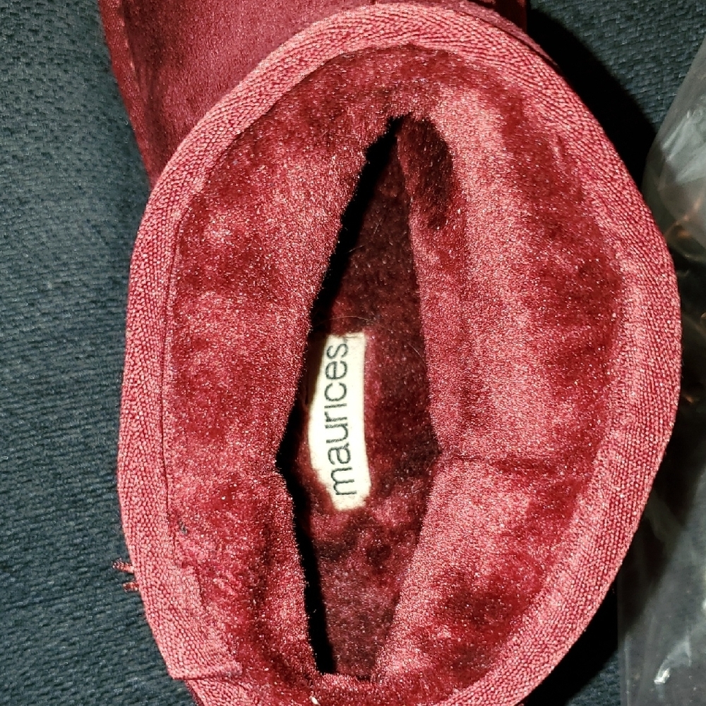 Maurices Burgundy Suede Ankle Boots - Picture 3 of 4